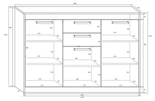 Komoda Maximus 3D2S, ruda/balta kaina ir informacija | Komodos | pigu.lt