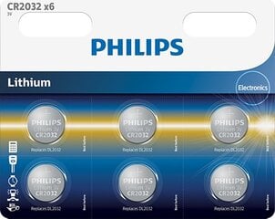 Philips CR2032 ličio baterijos, 6 vnt. цена и информация | Philips Фотооборудование | pigu.lt