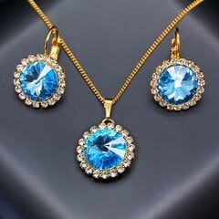 Clarice DiamondSky moteriškas papuošalų rinkinys (Aquamarine Blue)“ su Swarovski kristalais, mėlyna kaina ir informacija | Papuošalų rinkiniai | pigu.lt