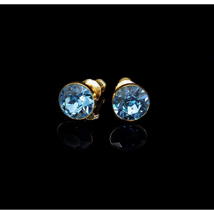 Auskarai moterims DiamondSky „Classic (Aquamarine Blue)“ su Swarovski kristalais