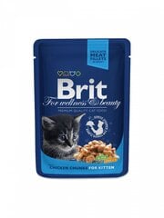 Konservai mažiems kačiukams BRIT PREMIUM Chicken Chunks Kitten, 100g kaina ir informacija | Konservai katėms | pigu.lt