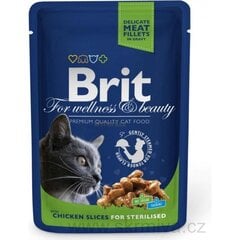 Konservai sterilizuotoms katėms BRIT PREMIUM Chicken Slices Sterilised, 100g kaina ir informacija | Konservai katėms | pigu.lt