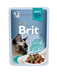 Brit Premium Cat Delicate Beef Fillets in Gravy влажный корм для кошек 85г цена и информация | Brit Premium Товары для животных | pigu.lt