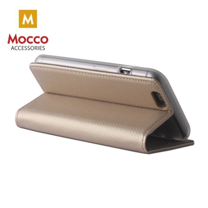 Mocco Smart Magnet Book Case For Samsung A730 Galaxy A8 Plus (2018) Gold kaina ir informacija | Telefono dėklai | pigu.lt