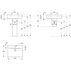 Praustuvas Ideal Standard Connect Cube, 60x46 cm, E794501 kaina ir informacija | Praustuvai | pigu.lt