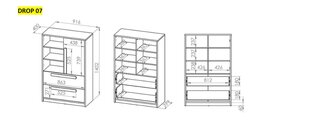 Комод Drop 07, темно-серый цена и информация | Полки для книг и игрушек | pigu.lt