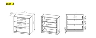 Komoda Drop 10, tamsiai pilkos/baltos/ąžuolo spalvos kaina ir informacija | ML Meble Vaiko kambario baldai | pigu.lt