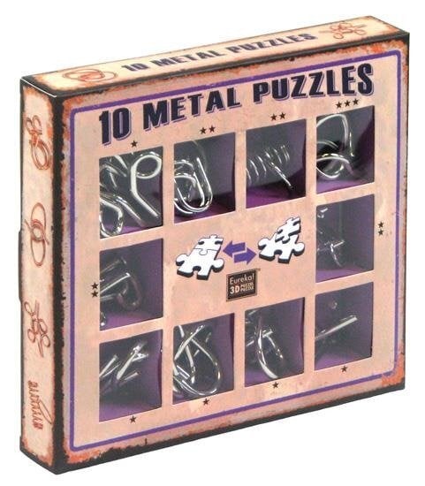 Galvosūkių rinkinys,10 Metall Puzzle, violetinis, 473359 kaina ir informacija | Stalo žaidimai, galvosūkiai | pigu.lt