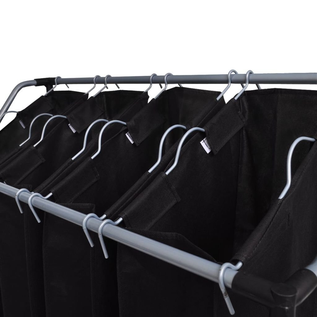4 dalių skalbinių krepšys, juodas, pilkas kaina ir informacija | Vonios kambario aksesuarai | pigu.lt