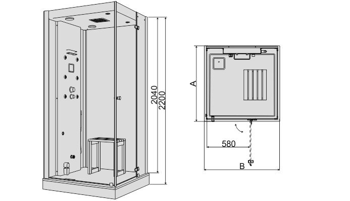 Hidromasažinė dušo kabina Sanplast KN/Space Line-HP 100x100 P kaina ir informacija | Hidromasažinės dušo kabinos | pigu.lt