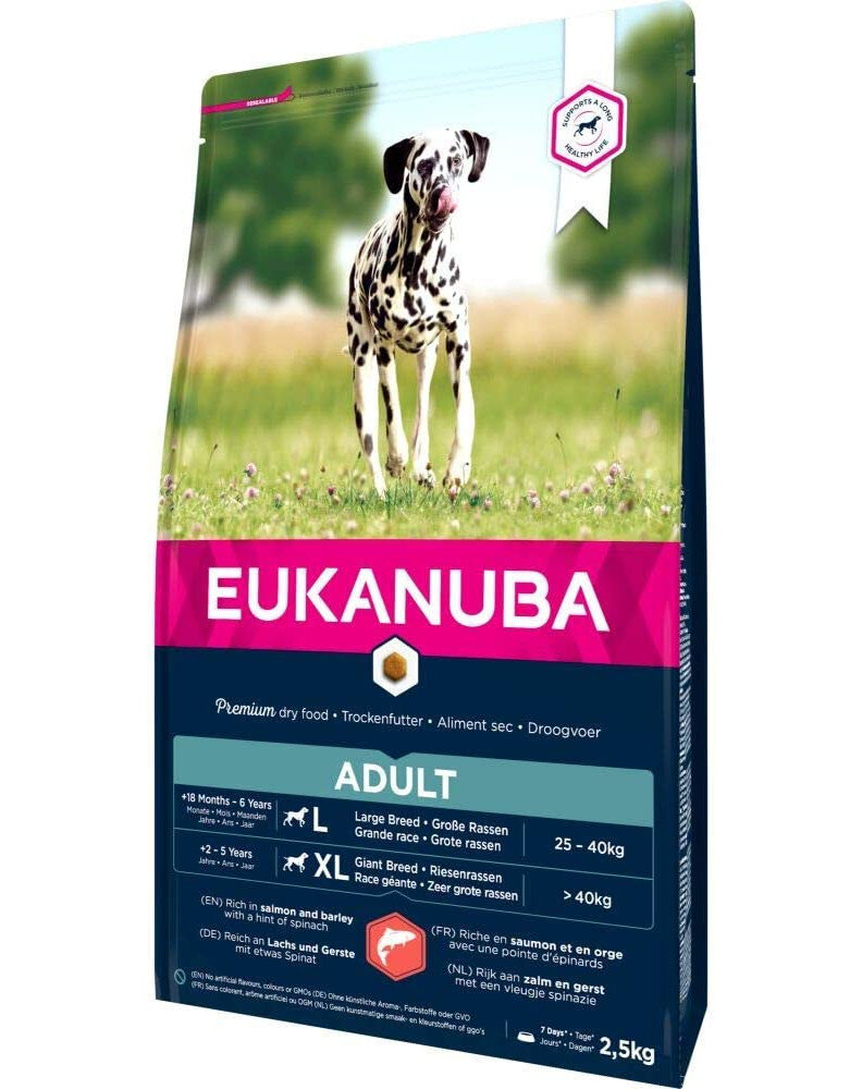 Eukanuba Adult All Breeds Salmon suaugusiems šunims su lašiša, 2.5 kg kaina ir informacija | Sausas maistas šunims | pigu.lt