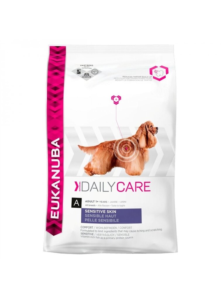 Eukanuba Daily Care Sensitive Skin šunims linkusiems į odos jautrumą, 2,3 kg цена и информация | Sausas maistas šunims | pigu.lt