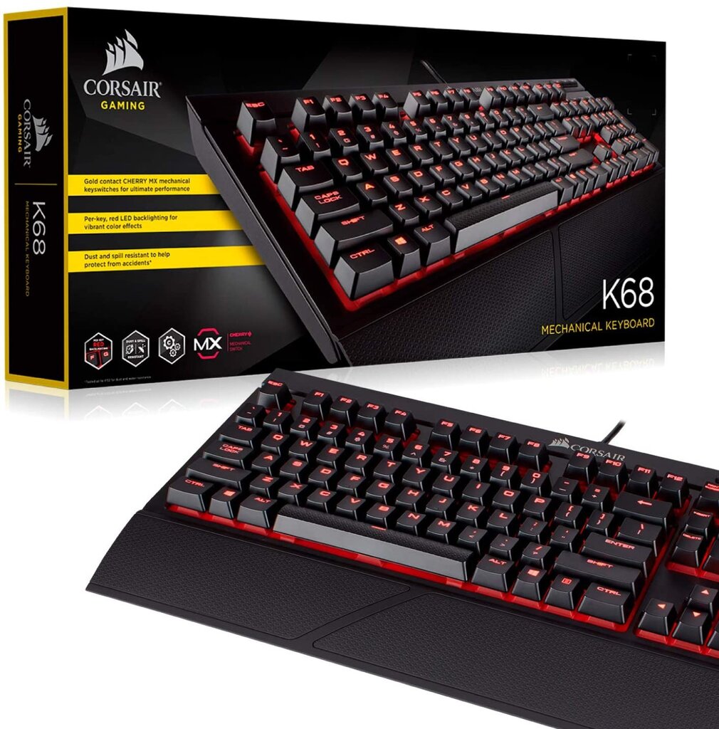 Žaidimų Klaviatūra Corsair Gaming K68 Red LED - US layout - Cherry MX Red Switches kaina ir informacija | Klaviatūros | pigu.lt