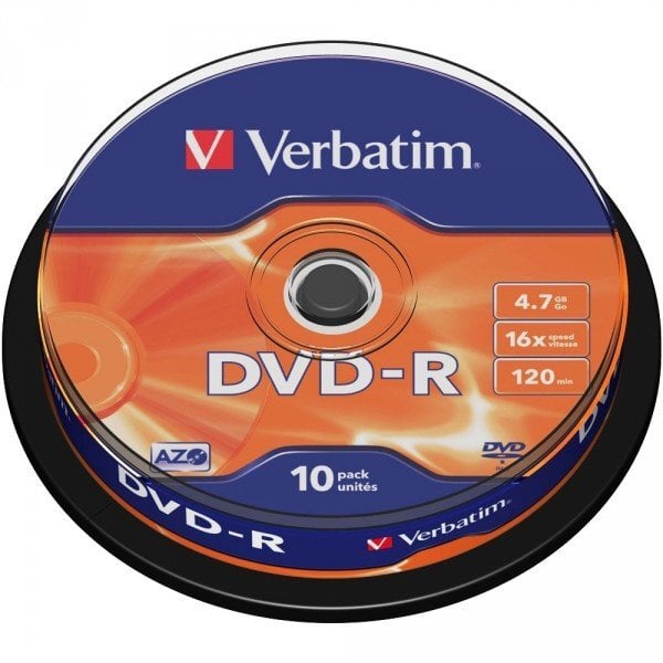 Verbatim DVD-R 16x 4.7GB (10 vnt) kaina ir informacija | Vinilinės plokštelės, CD, DVD | pigu.lt