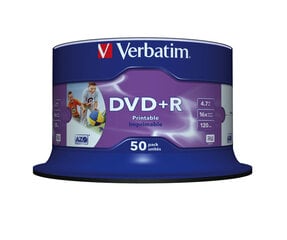 Verbatim DVD+R Wide Inkjet Printable No ID Brand 4,7 ГБ 50 шт. цена и информация | Виниловые пластинки, CD, DVD | pigu.lt