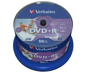 Verbatim DVD+R Wide Inkjet Printable No ID Brand 4,7 ГБ 50 шт. цена и информация | Виниловые пластинки, CD, DVD | pigu.lt