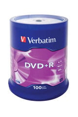 DVD Verbatim DVD+ R 4,7 ГБ, 100 шт. цена и информация | Виниловые пластинки, CD, DVD | pigu.lt