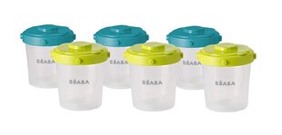Sujungiami maisto laikymo indeliai Beaba Blue Green 6 vnt, 200 ml kaina ir informacija | Kūdikių indai, indeliai pienui ir įrankiai | pigu.lt