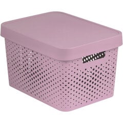 Ящик перфорированный с крышкой Infinity 17л 36x27x22cм, розовый цена и информация | Ящики для вещей | pigu.lt
