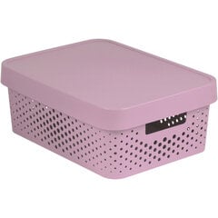 Ящик перфорированный с крышкой Infinity 11л 36x27x14cм, розовый цена и информация | Ящики для вещей | pigu.lt