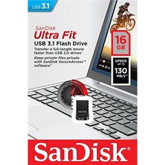 Atminties kortelė „Cruzer Ultra Fit 3.1“, 16 GB kaina ir informacija | Sandisk Kompiuterinė technika | pigu.lt