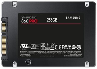 Samsung SSD 860 PRO2.5" SATA III 256ГБ цена и информация | Внутренние жёсткие диски (HDD, SSD, Hybrid) | pigu.lt