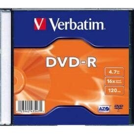 Verbatim kompaktinis diskas DVD-R 4.7GB 16X matte silver/AZO, dėžutėje 1vnt. kaina ir informacija | Vinilinės plokštelės, CD, DVD | pigu.lt