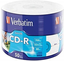 Verbatim 50x CD-R для печати700 МБ 50 шт. цена и информация | Виниловые пластинки, CD, DVD | pigu.lt