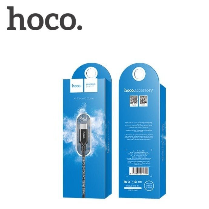 Hoco Premium Times Speed X14 Strong USB 3.0 to Type-C Data & Charger Cable 2m Black kaina ir informacija | Laidai telefonams | pigu.lt