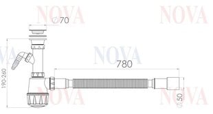 Sifonas praustuvui Nova Maxi 1061 kaina ir informacija | Nova Santechnika, remontas, šildymas | pigu.lt