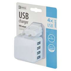 Зарядное устройство EMOS 4xUSB 100-240В 6,8 А макс. цена и информация | Зарядные устройства для телефонов | pigu.lt