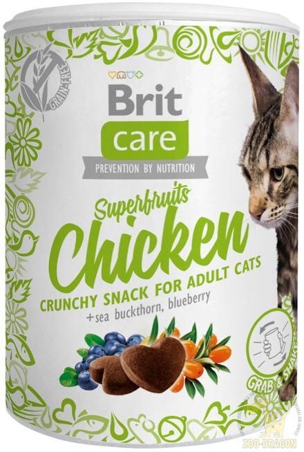 Brit Care skanėstai Superfruits su vištiena, 100 g цена и информация | Skanėstai katėms | pigu.lt