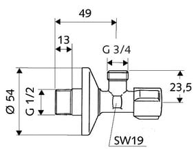 Ventilis kombinuotas skalbimo mašinai Schell 1/2'' x 3/4'' цена и информация | Сантехнические соединения, клапаны | pigu.lt