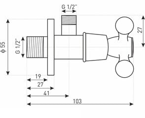 Kampinis ventilis Kerra Lux Retro 1/2'' x 1/2'' kaina ir informacija | Santechnikos jungtys, ventiliai | pigu.lt