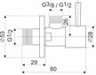 Kampinis maišytuvo vožtuvas/ventilis 1/2"-3/8", juodas цена и информация | Santechnikos jungtys, ventiliai | pigu.lt