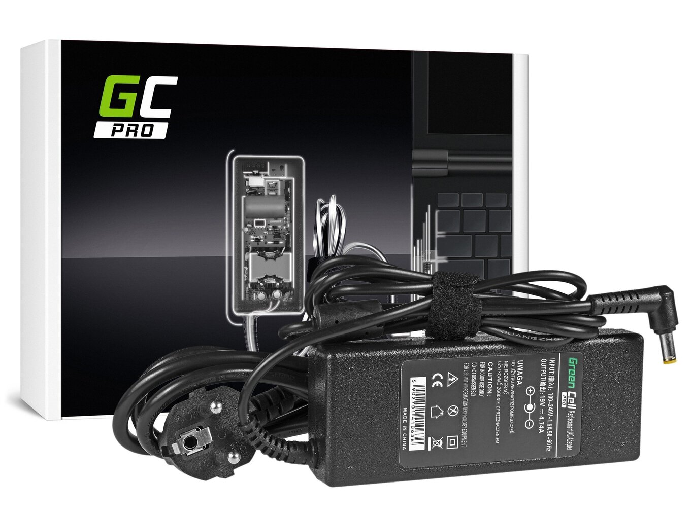 Green Cell 19V, 4.74A, 90W kaina ir informacija | Įkrovikliai nešiojamiems kompiuteriams | pigu.lt