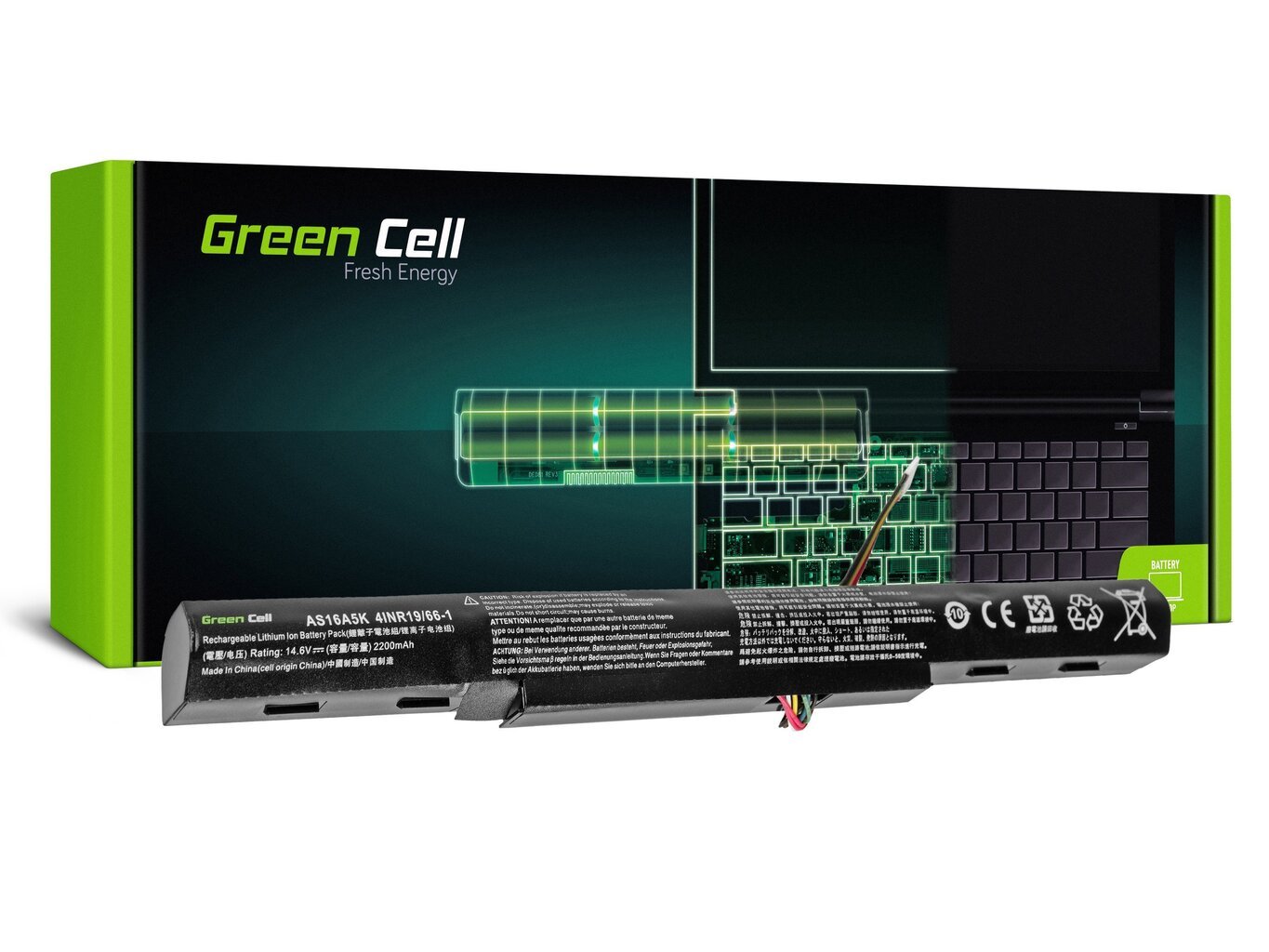 Green Cell Laptop Battery for Acer Aspire E 15 E15 E5-575 E5-575G E 17 E17 E5-774 E5-774G цена и информация | Akumuliatoriai nešiojamiems kompiuteriams | pigu.lt