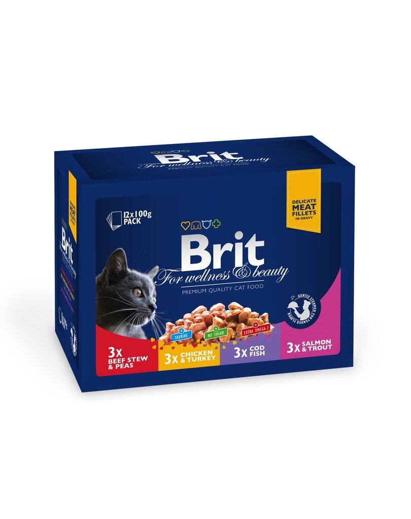 Brit Premium su mėsa ir žuvimi, 12 x 100 g kaina ir informacija | Konservai katėms | pigu.lt