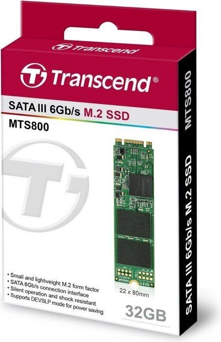 Transcend MTS800S 32GB SATA3 (TS32GMTS800S) kaina ir informacija | Vidiniai kietieji diskai (HDD, SSD, Hybrid) | pigu.lt