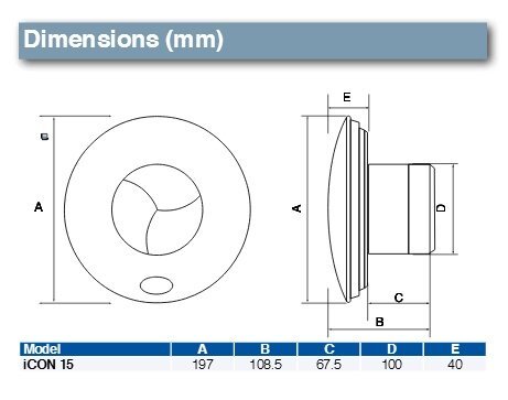 Ventiliatorius Airflow iCON 15 su laikmačiu цена и информация | Vonios ventiliatoriai | pigu.lt