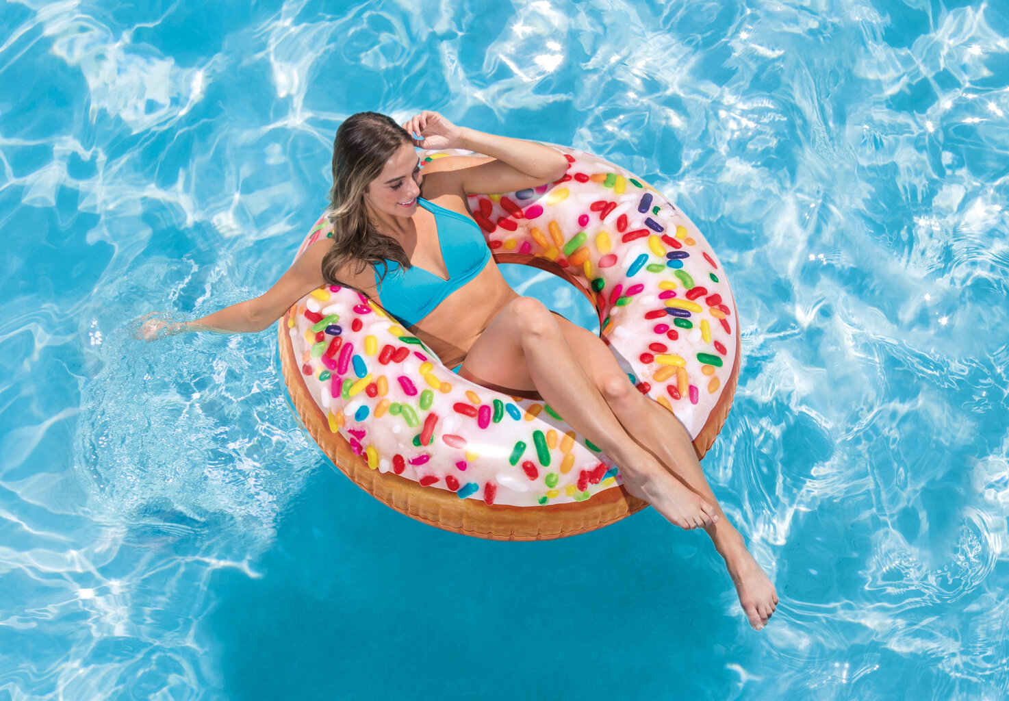 Pripučiamas plaukimo ratas Intex Sprinkle Donut 114 cm цена и информация | Pripučiamos ir paplūdimio prekės | pigu.lt