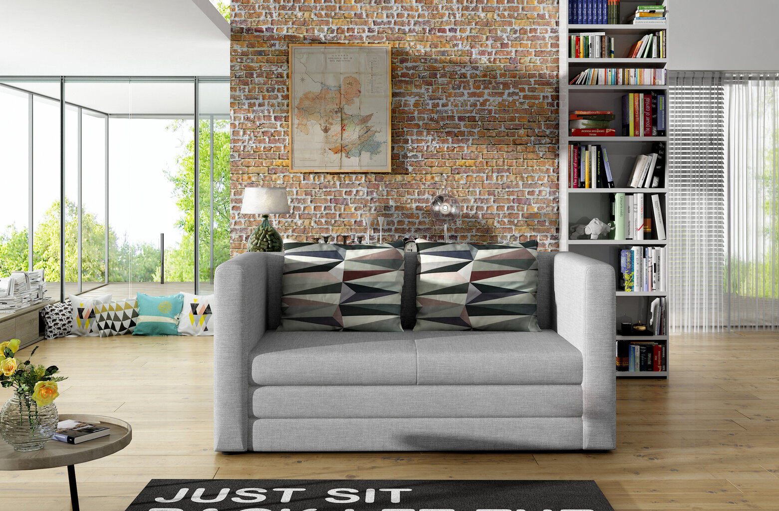 Miegamasis fotelis-sofa NORE Neva, šviesiai pilka kaina ir informacija | Sofos | pigu.lt