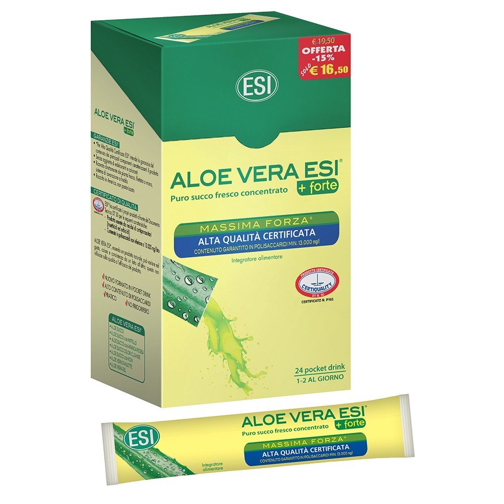 Maisto papildas Geriamasis skystis Aloe Vera +forte ESI, 24 x 20 ml цена и информация | Vitaminai, maisto papildai, preparatai gerai savijautai | pigu.lt