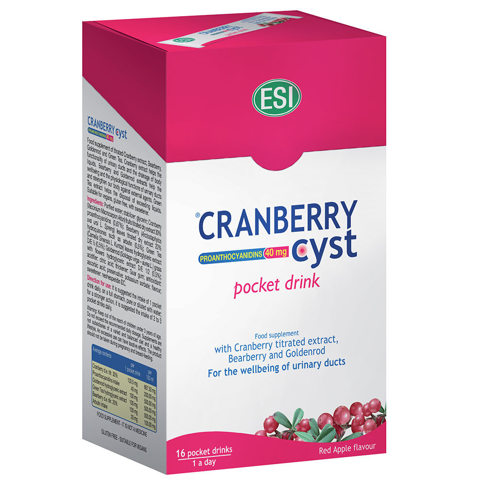 Maisto papildas ESI Cranberry Cyst, 16x20 ml kaina ir informacija | Vitaminai, maisto papildai, preparatai gerai savijautai | pigu.lt