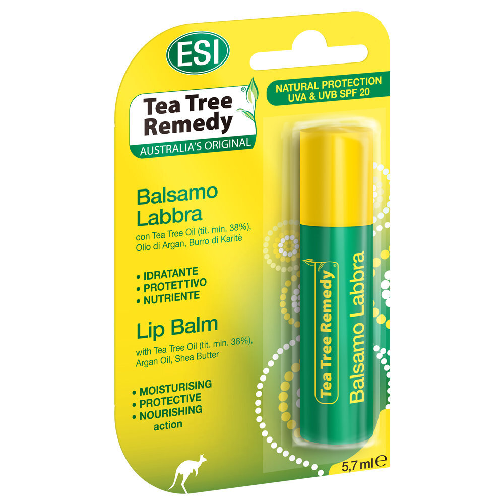 Lūpų balzamas ESI Tea Tree Remedy su tea tree, aloe vera, 5,7 g. kaina ir informacija | Lūpų dažai, blizgiai, balzamai, vazelinai | pigu.lt