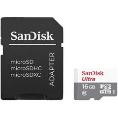 SanDisk Ultra MicroSDHC 16GB (+ адаптер SD) цена и информация | Карты памяти для фотоаппаратов, камер | pigu.lt