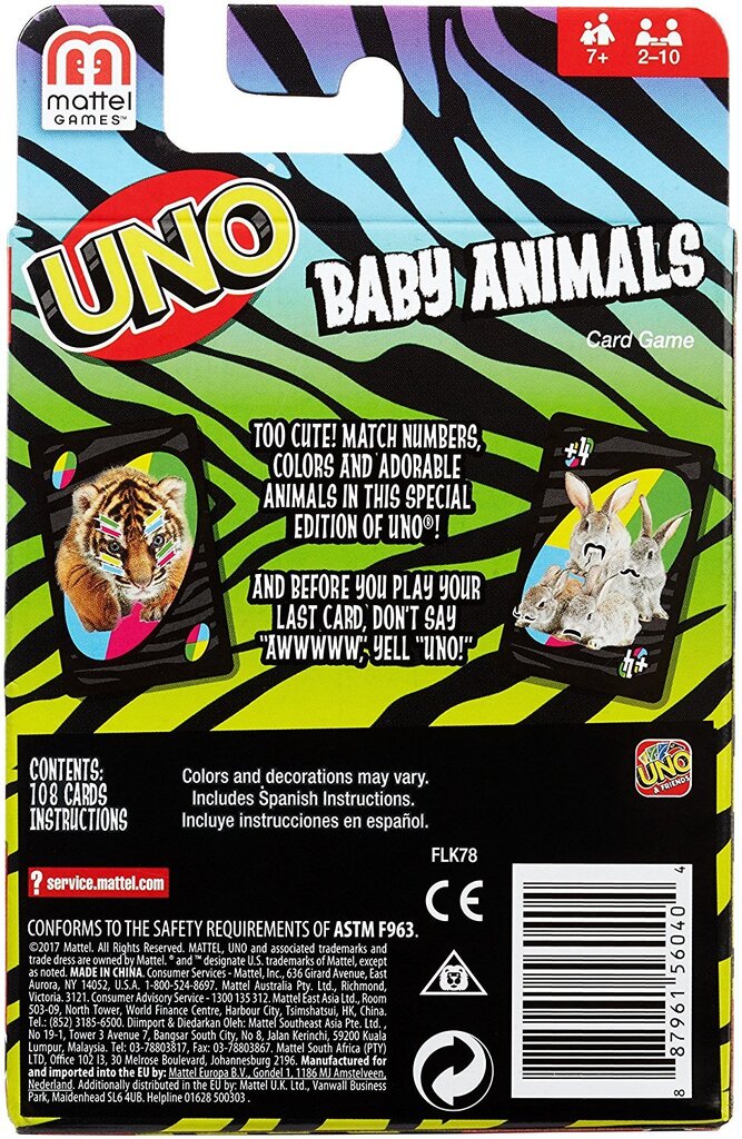 Kortos UNO "Gyvūnų mažyliai" kaina ir informacija | Stalo žaidimai, galvosūkiai | pigu.lt