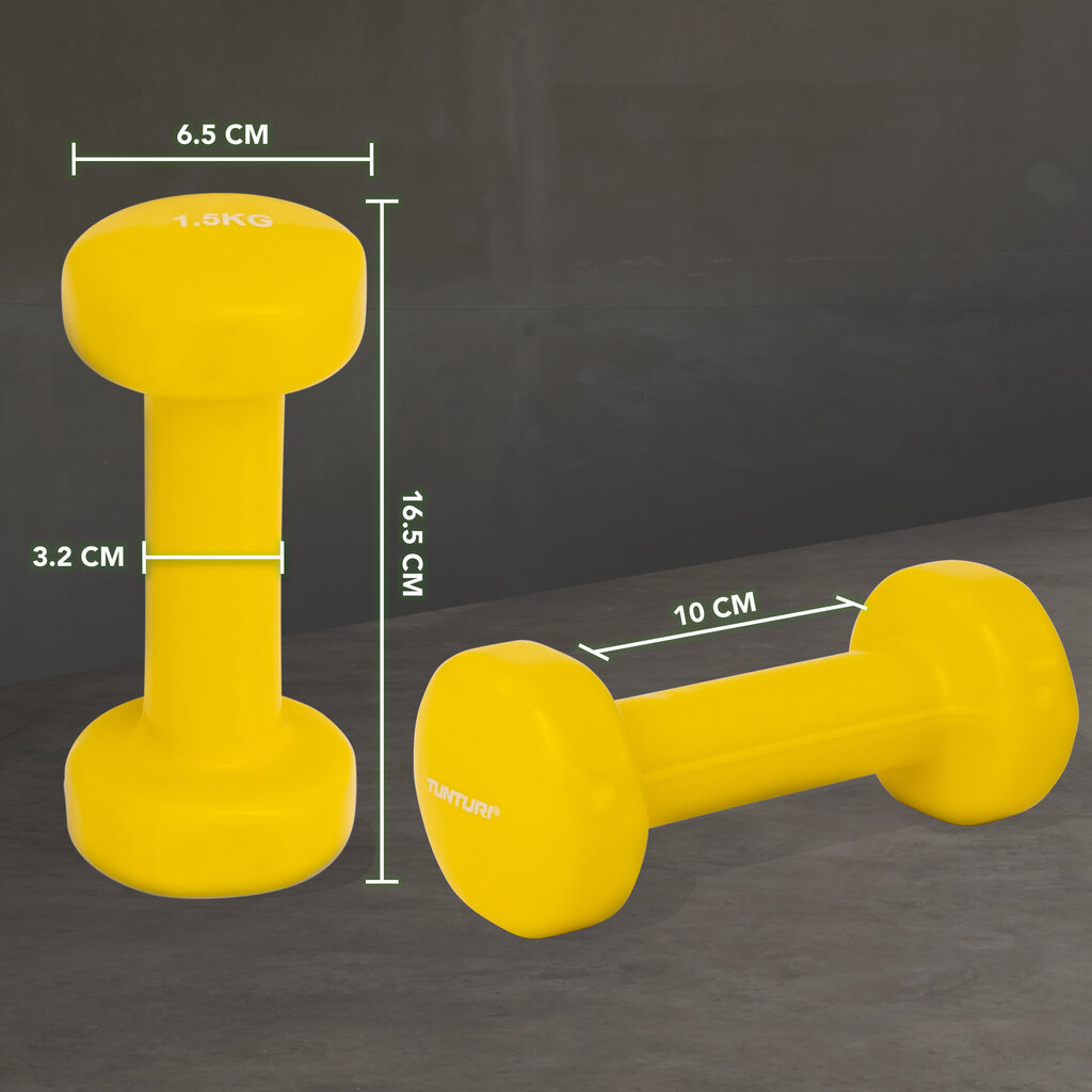 Svarmenys Tunturi 2x1,5 kg, dengti vinilu kaina ir informacija | Svoriai, svarmenys, grifai | pigu.lt