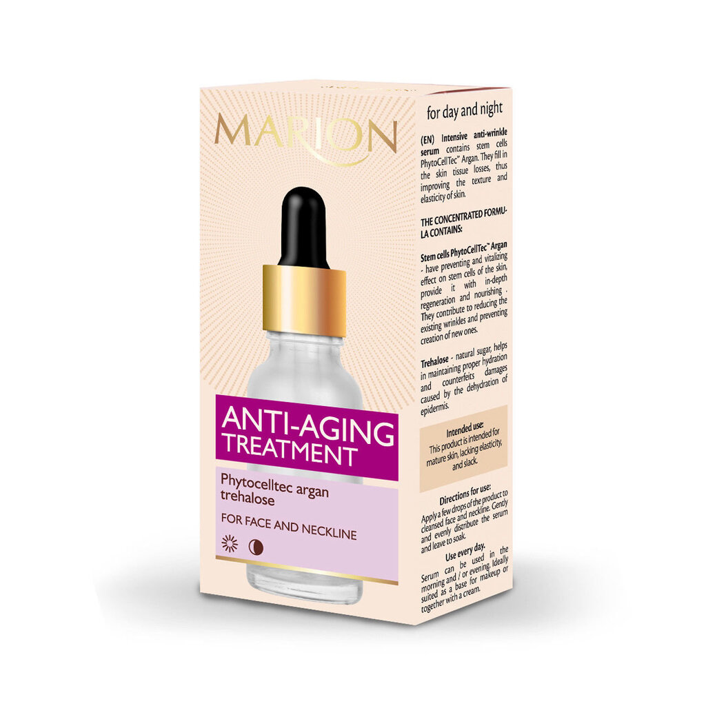 Serumas veidui ir kaklui Anti - Age su arganu Marion 20 ml цена и информация | Veido aliejai, serumai | pigu.lt