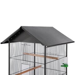 Клетка для птиц с крышей, сталь, черная, 66x66x155 см цена и информация | Скворечники, кормушки, клетки | pigu.lt